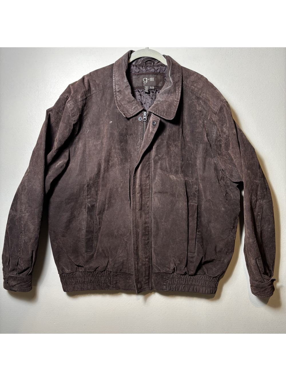 G-III Genuine Leather Bomber Jacket Brown XXL Vintage